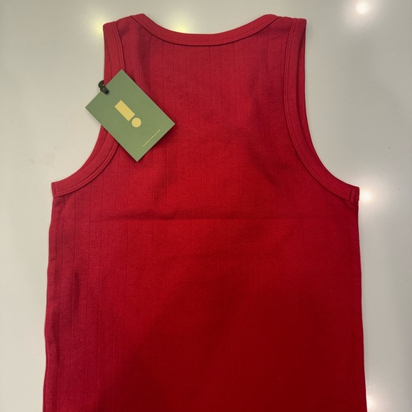 Daily Drills Red Pointelle Tank Top - Picture 3 of 4